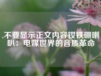 ,不要显示正文内容钕铁硼喇叭：电媒世界的音质革命